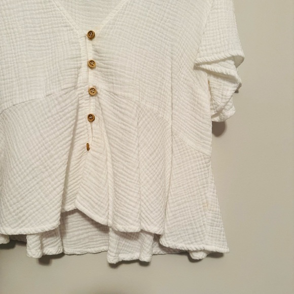 Lulu's White Button-Down Women's Top - Picture 4 of 7